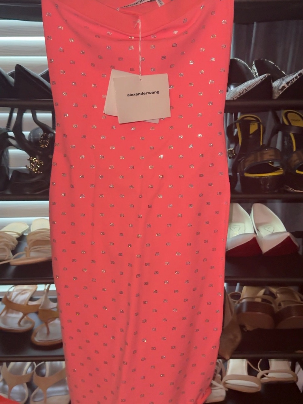 Alexander Wang Coral Pink Embellished Midi Slip Dress